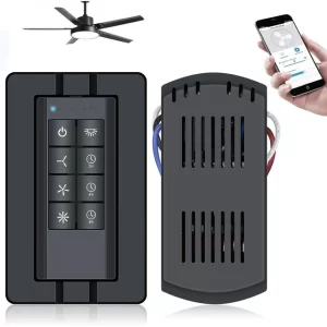 Universal Smart WiFi Ceiling Fan Remote Control Kit,Dimmer Light Switch, Smart Timing Control Kit, 3-speeds Compatible with Alexa, Google Assistant and Smart Life App, 3-Speed, Light Dimmer,Black