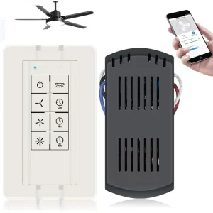 Universal Smart WiFi Ceiling Fan Remote Control Kit,Dimmer Light Switch, Smart Timing Control Kit, 3-speeds Compatible with Alexa, Google Assistant and Smart Life App, 3-Speed, Light Dimmer,White