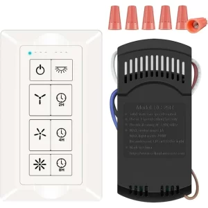 Universal Replacement Ceiling Reomte Kit for Hampton Bay Harbor Breeze Hunter, Ceiling Fan Wall Switch for 3 Speed and Light Dimmer, , 2-8H Timmer for AN-53T,FAN-35T,UC7078T Fan-HD CHQ7078T L3H2010F