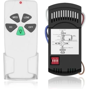 Universal Ceiling Fan Remote Control Kit for Harbor Breeze Hampton Bay Hunter Litex Fans, Light Dimmer, 3-Speed ,Included FAN28R Receiver and Wall Mount,white