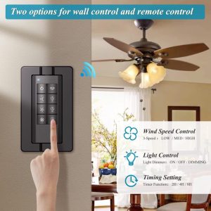 Universal Smart WiFi Ceiling Fan Remote Control Kit,Dimmer Light Switch, Smart Timing Control Kit, 3-speeds Compatible with Alexa, Google Assistant and Smart Life App, 3-Speed, Light Dimmer,Black - Image 2
