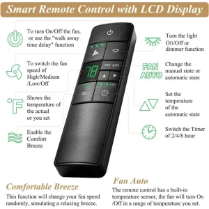 Universal Replacement for Hampton Bay Harbor Breeze Hunter Thermostatic Ceiling Fan Remote Control Kit,3-Speed Timer,Light Dimmer for 2AAZPHD3/HD3 KUJCE10320/TR222A - Image 2