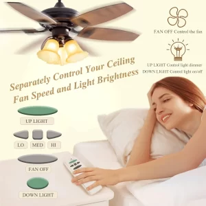 Universal Replacement Ceiling Fan Remote Control Kit with Up/Down Light,3-speed Dimmable ,Replacement for Hampton Bay Fans for UC7078T L3H2010FANHD Fan-HD Fan-HD6, White - Image 2