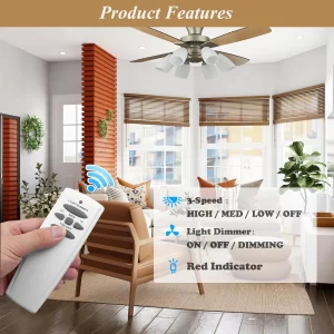 Universal Replacement Ceiling Fan Remote Control Kit for Hampton Bay, Hunter Fans, Light Dimmer 3-Speed Wall Mount for UC7078T/CHQ7078T/RR7079T/L3H2010FANHD/L3H20,Black - Image 2