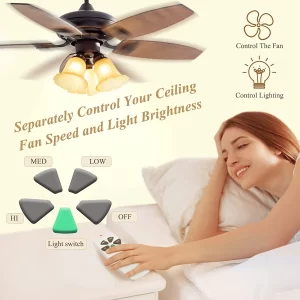 Fan 53T Replacement Remote for Hampton Bay Hunter Ceiling Fan Remote Control, Light Dimmer 3-Speed Wall Mount(303.9 MHz)with Mount Holder(Remote Only) - Image 2