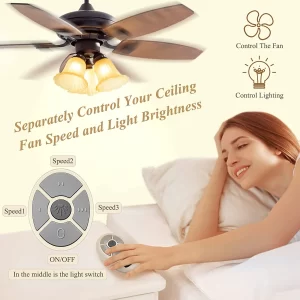 Fan 35T Universal Replacement Remote Kit for Harbor Breeze Ceiling Fan Remote Control, Light Dimmer 3-speed for L3HFAN35T1 FAN-35T1 L3HFAN35T FAN-35T KUJCE9603 UC7202T CHQ7202T with Wall Mount - Image 2