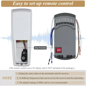 Universal Replacement Ceiling Fan Remote Control Kit with Up/Down Light,3-speed Dimmable ,Replacement for Hampton Bay Fans for UC7078T L3H2010FANHD Fan-HD Fan-HD6, White - Image 3