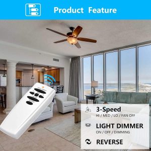 Replacement Remote for Hampton Bay Hunter Ceiling Fan Remote Control, Reverse Light Dimmer 3-Speed Wall Mount(303.9 HZ),for UC7078T CHQ8BT7078T CHQ7078T L3HMAY97FANHD L3H2003FANHDHD6(Remote On - Image 3