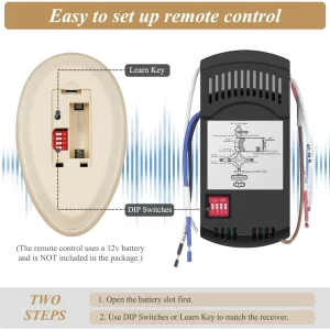 Fan 35T Universal Replacement Remote Kit for Harbor Breeze Ceiling Fan Remote Control, Light Dimmer 3-speed for L3HFAN35T1 FAN-35T1 L3HFAN35T FAN-35T KUJCE9603 UC7202T CHQ7202T with Wall Mount - Image 3