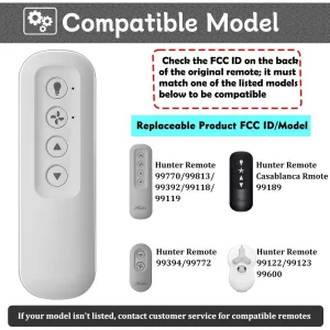 99813 Ceiling Fan Remote Control for Hunter Fan Remote Replacement 3-Speed and Light Dimmer with Wall Bracket,Replace Hunter 99770 99392 99118 99188 99123 - Image 3