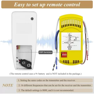 Universal Ceiling Fan Remote Control Kit for Harbor Breeze Hampton Bay Hunter Litex Fans, Light Dimmer 3-Speed ,Included FAN28R Receiver and Wall Mount,Yellow - Image 4