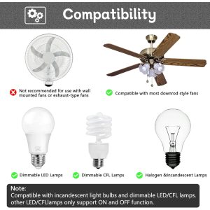 99813 Ceiling Fan Remote Control for Hunter Fan Remote Replacement 3-Speed and Light Dimmer with Wall Bracket,Replace Hunter 99770 99392 99118 99188 99123 - Image 4