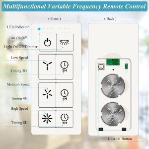 Universal Replacement Ceiling Reomte Kit for Hampton Bay Harbor Breeze Hunter, Ceiling Fan Wall Switch for 3 Speed and Light Dimmer, , 2-8H Timmer for AN-53T,FAN-35T,UC7078T Fan-HD CHQ7078T L3H2010F - Image 4