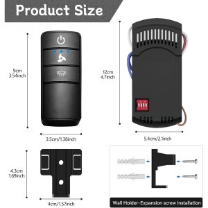 Universal Ceiling Fan Remote Control Kit,Hampton Bay Fan Remote Kit Replacement for Hunter,Harbor Breeze, Home Decorators,3-Speed,Light Dimming,Time Delay, KUJCE10320/TR222A,2AAZPHD3/HD3,98130,TX028C - Image 5