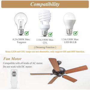 Replacement Ceiling Fan Remote Control for Hampton Bay Fans,Light Dimmer 3-Speed Wall Mount for UC7078T/CHQ7078T/RR7079T/L3H2010FANHD/FanHD5,White - Image 5