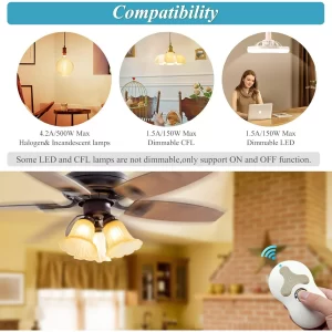 Hunter Harbor Breeze Hampton Bay Replacement Universal Ceiling Fan Remote Control Kit,Smart Wi-Fi Control Kit, 3-speeds Compatible with Alexa, Google Assistant and Smart Life App, 3-Speed, Light Dimm - Image 5
