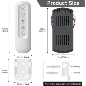 Universal Ceiling Fan Remote Control and Receiver Kit Replacment for Hampton Bay Harbor Breeze 99392 99770 99813 99772 99122 99123 99600, 3-Speed Control with Dimmer - Image 5