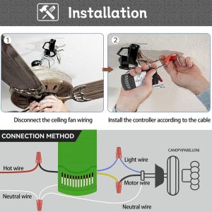 Ceiling Fan Remote Replacement Hunter 99770, Universal Ceiling Fan Remote Control Kit Replacement for 99770 99392 99813 99815 99384 99772 99122 99123 99600,3-speed - Image 6