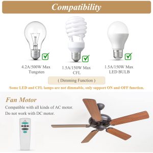 Replacement Ceiling Fan Remote Control with Up/Down Light,3-speed Dimmable ,Replacement for Hampton Bay Fans for FAN-HD UC7078T, L3H2010FANHD, White - Image 6