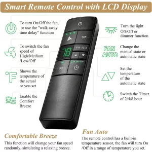 Universal Ceiling Fan Remote Control ,Hampton Bay Fan Remote Replacement for Hunter,Harbor Breeze, Home Decorators,3-Speed, Light Dimming,Time Delay, KUJCE10320/TR222A,2AAZPHD3/HD3,98130,TX028C(Only - Image 6