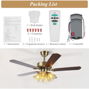Universal Replacement Ceiling Fan Remote Control Kit with Up/Down Light,3-speed Dimmable ,Replacement for Hampton Bay Fans for UC7078T L3H2010FANHD Fan-HD Fan-HD6, White - Image 7