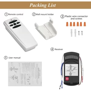 Universal Replacement Ceiling Fan Remote Control Kit for Hampton Bay, Hunter Fans, Light Dimmer 3-Speed Wall Mount for UC7078T/CHQ7078T/RR7079T/L3H2010FANHD/L3H20,Black - Image 7