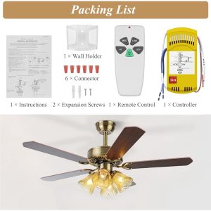 Universal Ceiling Fan Remote Control Kit for Harbor Breeze Hampton Bay Hunter Litex Fans, Light Dimmer 3-Speed ,Included FAN28R Receiver and Wall Mount,Yellow - Image 7