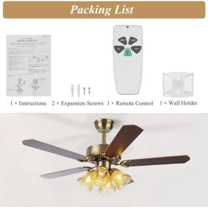 Fan 53T Replacement Remote for Hampton Bay Hunter Ceiling Fan Remote Control, Light Dimmer 3-Speed Wall Mount(303.9 MHz)with Mount Holder(Remote Only) - Image 7
