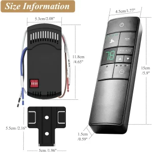 Universal Ceiling Fan Remote Control ,Hampton Bay Fan Remote Replacement for Hunter,Harbor Breeze, Home Decorators,3-Speed, Light Dimming,Time Delay, KUJCE10320/TR222A,2AAZPHD3/HD3,98130,TX028C(Only - Image 7