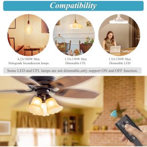 Universal Smart WiFi Ceiling Fan Remote Control Kit,Dimmer Light Switch, Smart Timing Control Kit, 3-speeds Compatible with Alexa, Google Assistant and Smart Life App, 3-Speed, Light Dimmer,Black - Image 7